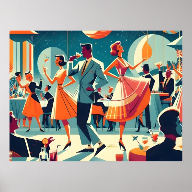 Mid Century Space Age Cocktail Party Poster (Front)