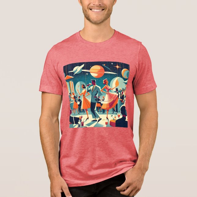 Mid Century Space Age Cocktail Party Tri-Blend Shirt (Front)