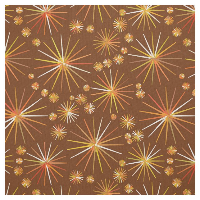 Mid Century Sputnik pattern, Chocolate Brown Fabric (Swatch)