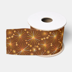 Mid Century Sputnik pattern, Chocolate Brown Grosgrain Ribbon