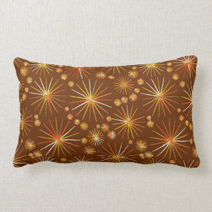 Mid Century Sputnik pattern, Chocolate Brown Lumbar Cushion