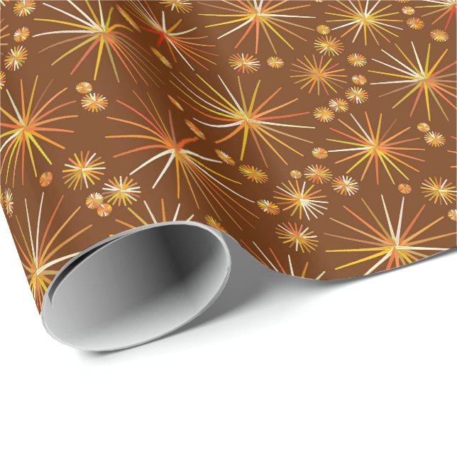 Mid Century Sputnik pattern, Chocolate Brown Wrapping Paper (Roll Corner)
