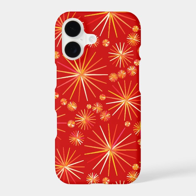 Mid Century Sputnik pattern, Deep Red (Back)