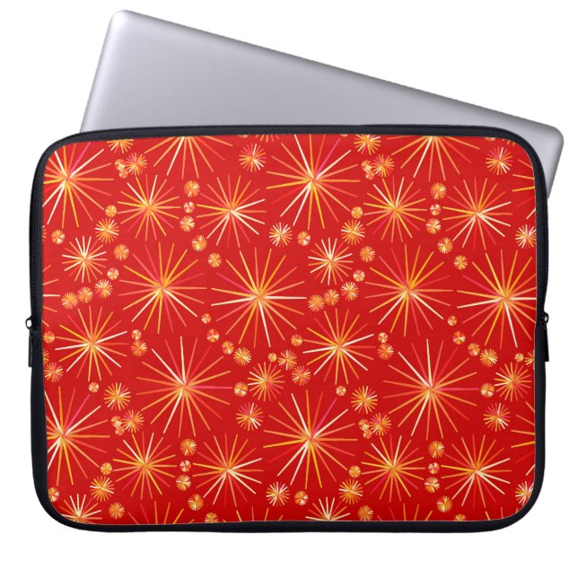 Mid Century Sputnik pattern, Deep Red Laptop Sleeve (Front)