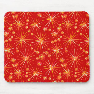 Mid Century Sputnik pattern, Deep Red Mouse Pad