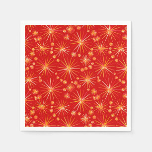 Mid Century Sputnik pattern, Deep Red Napkin