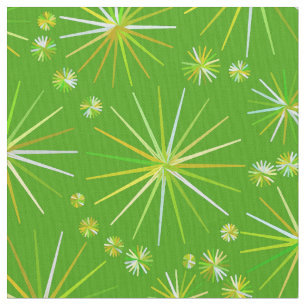 Mid Century Sputnik pattern, Olive Green Fabric