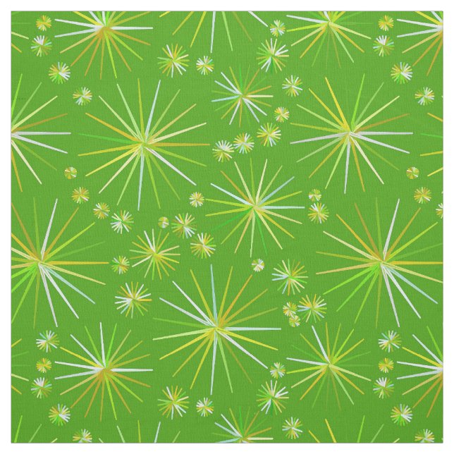 Mid Century Sputnik pattern, Olive Green Fabric (Swatch)