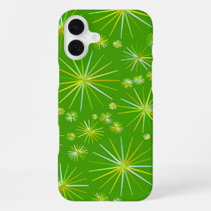 Mid Century Sputnik pattern, Olive Green iPhone Case