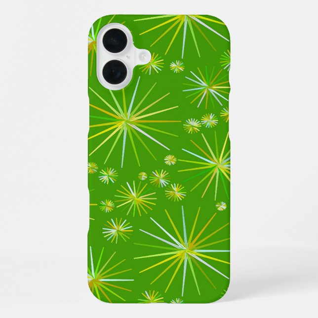 Mid Century Sputnik pattern, Olive Green iPhone Case (Back)