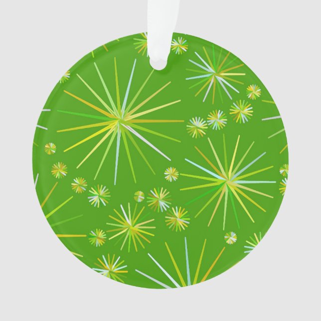 Mid Century Sputnik pattern, Olive Green Ornament (Front)