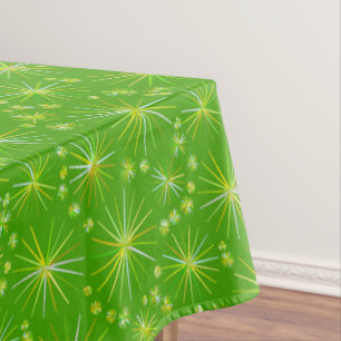 Mid Century Sputnik pattern, Olive Green Tablecloth