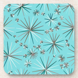 Mid Century Sputnik pattern, Robin's Egg Blue Coaster