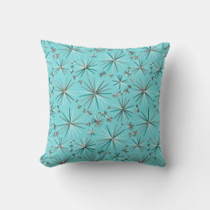 Mid Century Sputnik pattern, Robin's Egg Blue Cushion