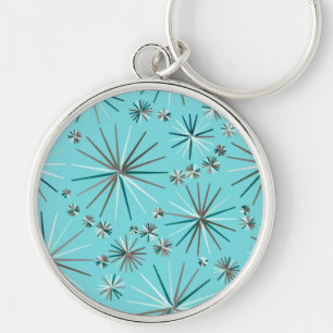 Mid Century Sputnik pattern, Robin's Egg Blue Key Ring