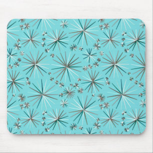 Mid Century Sputnik pattern, Robin's Egg Blue Mouse Pad