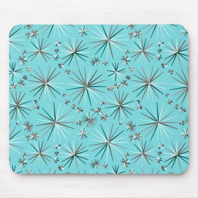 Mid Century Sputnik pattern, Robin's Egg Blue Mouse Pad (Front)