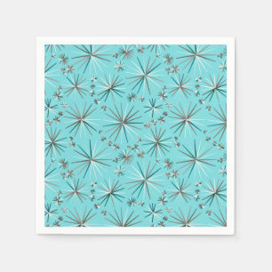 Mid Century Sputnik pattern, Robin's Egg Blue Napkin