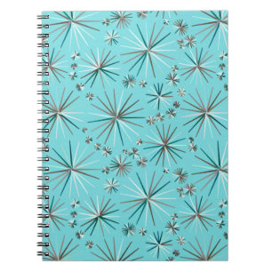 Mid Century Sputnik pattern, Robin's Egg Blue Notebook
