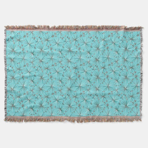 Mid Century Sputnik pattern, Robin's Egg Blue Throw Blanket