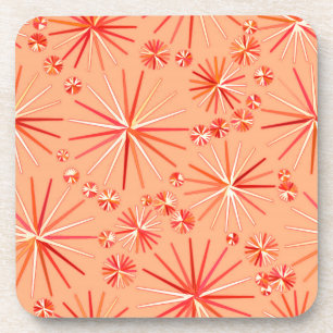 Mid Century Sputnik pattern, Shades of Coral Coaster