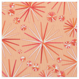 Mid Century Sputnik pattern, Shades of Coral Fabric