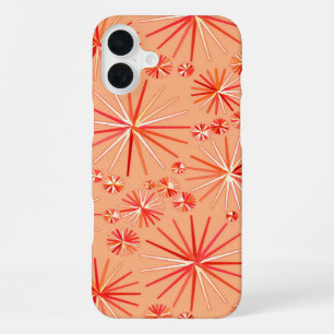 Mid Century Sputnik pattern, Shades of Coral iPhone Case