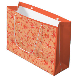 Mid Century Sputnik pattern, Shades of Coral Large Gift Bag