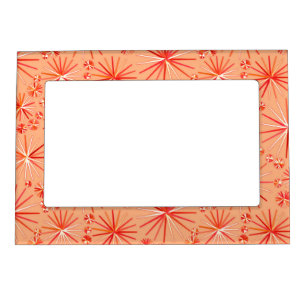 Mid Century Sputnik pattern, Shades of Coral Magnetic Picture Frame