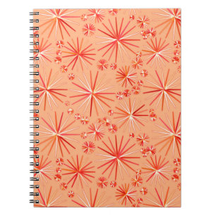 Mid Century Sputnik pattern, Shades of Coral Notebook