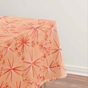 Mid Century Sputnik pattern, Shades of Coral Tablecloth