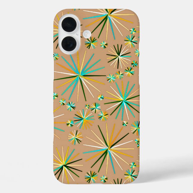 Mid Century Sputnik pattern, Taupe Tan Case-Mate iPhone Case (Back)