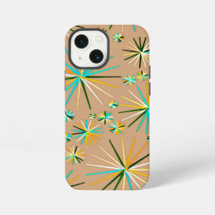 Mid Century Sputnik pattern, Taupe Tan iPhone 13 Mini Case