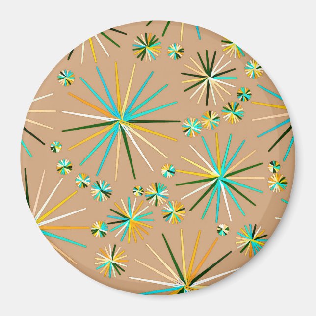 Mid Century Sputnik pattern, Taupe Tan Magnet (Front)