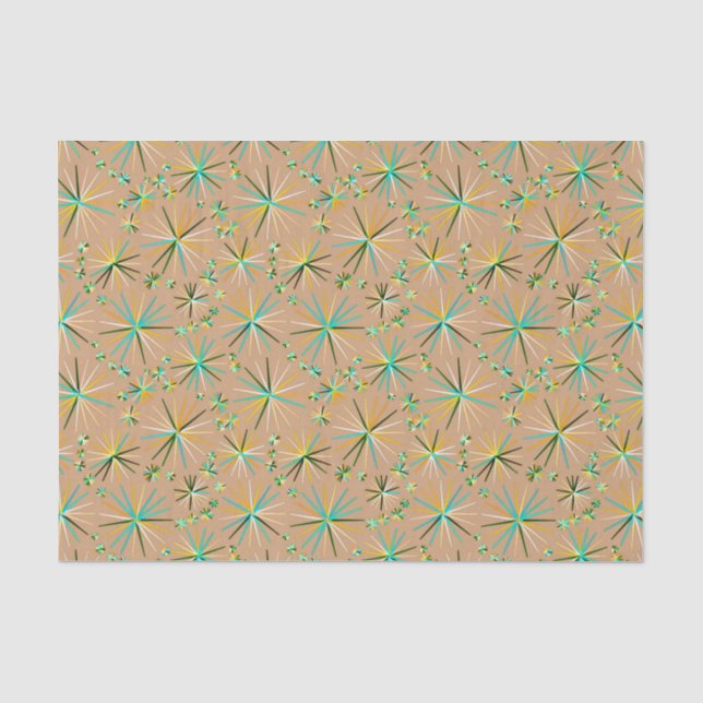 Mid Century Sputnik pattern, Taupe Tan Tissue Paper (Front)