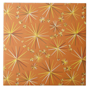 Mid Century Sputnik pattern, Terracotta Ceramic Tile