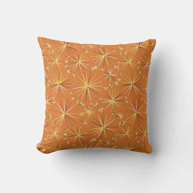 Mid Century Sputnik pattern, Terracotta Cushion (Front)