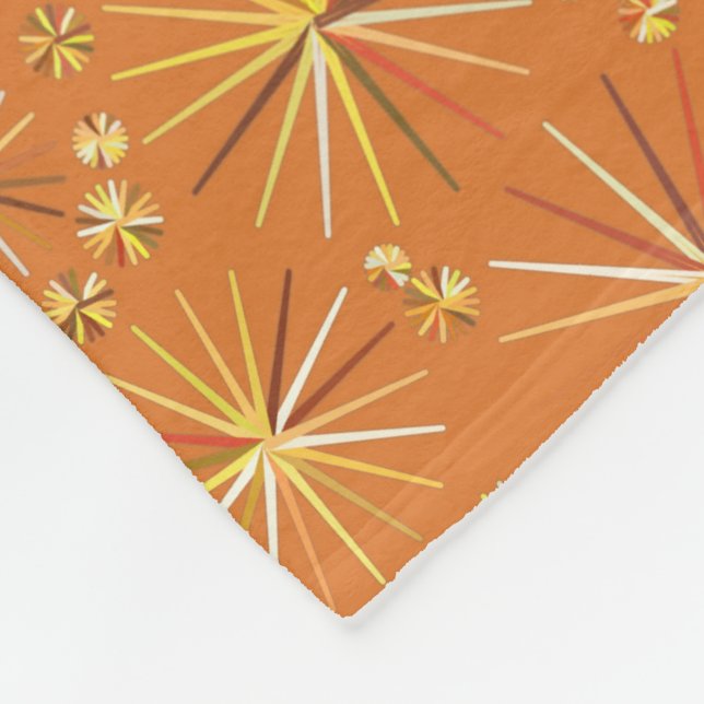 Mid Century Sputnik pattern, Terracotta Fleece Blanket (Corner)