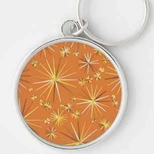 Mid Century Sputnik pattern, Terracotta Key Ring
