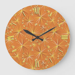 Mid Century Sputnik pattern, Terracotta Large Clock