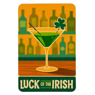 Mid Century St. Patrick's Shamrock Martini Art Magnet
