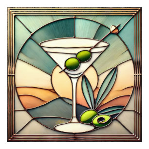 Mid Century Stained Glass 2 Olive Martini Photo Print