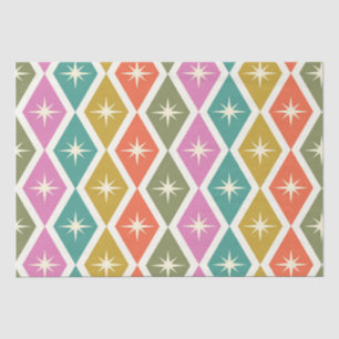 Mid Century Starbrusts on Colourful Retro Diamonds Tissue Paper