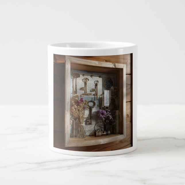Mid-Century Starburst Clock Face Art Large Coffee Mug (Front)