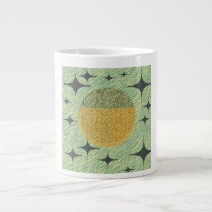 Mid Century Starburst Geometric  Design  Two-Tone  Large Coffee Mug