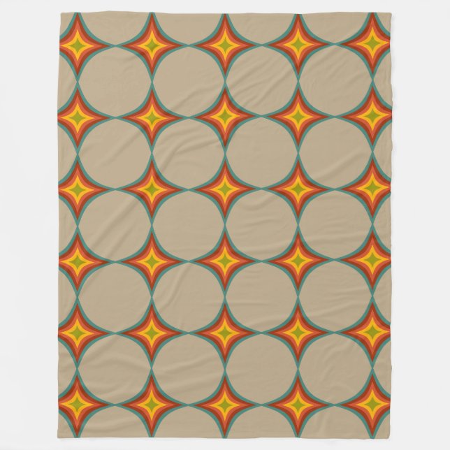 Mid-century starburst pattern fleece blanket (Front)