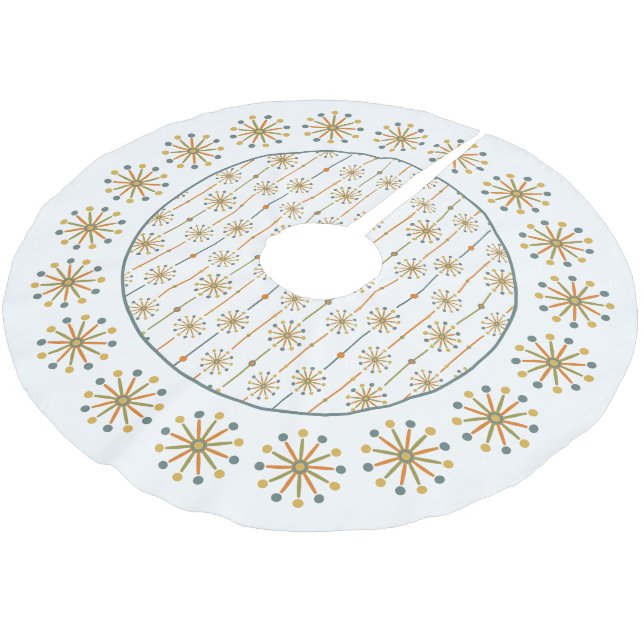 Mid Century Starburst Stripe Custom Colours Brushed Polyester Tree Skirt (Angled)