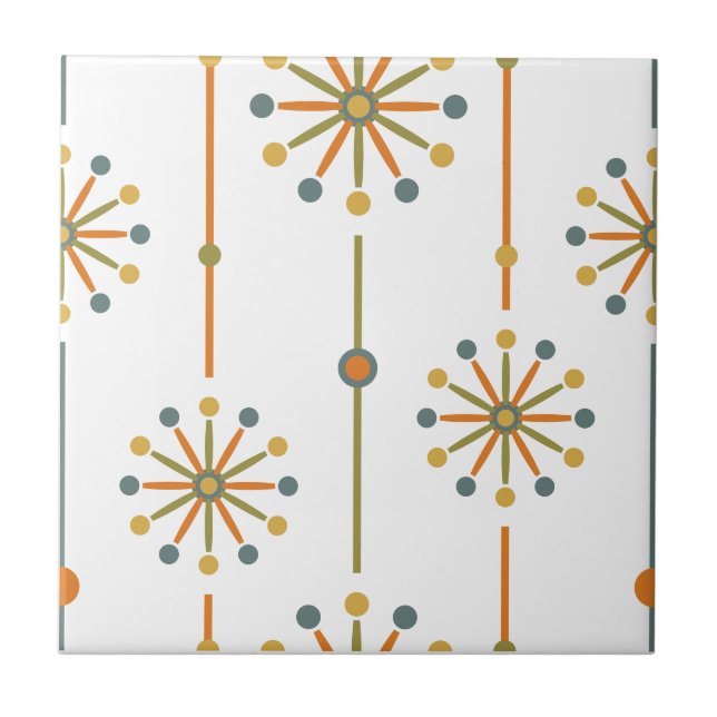 Mid Century Starburst Stripe Custom Colours SVG Ceramic Tile (Front)