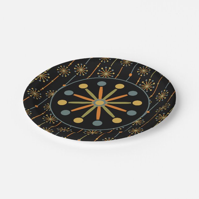 Mid Century Starburst Stripe Custom Colours SVG Paper Plate (Angled)