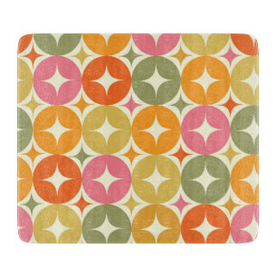 Mid Century Starbursts on Colourful Circles Patter Cutting Board